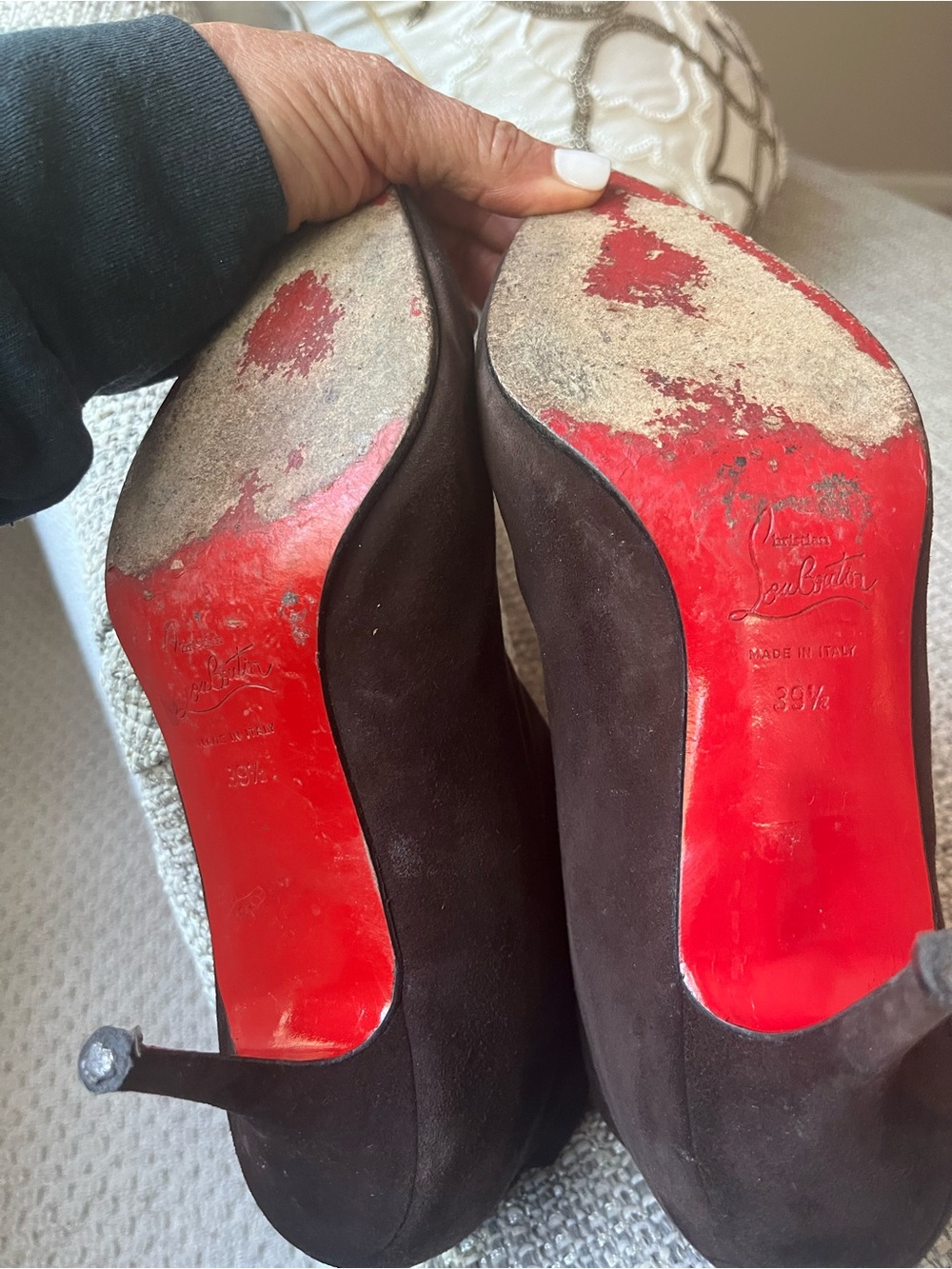 Christian Louboutin Brown Suede Pointed Ankle Booties - Picture 3 of 4